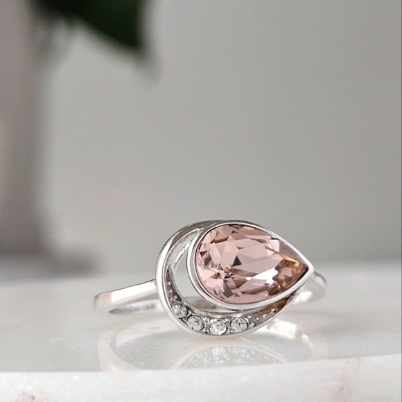 Official Swarovski Pink Champagne Crystal ring, 925 Sterling Silver - Picture 3 of 5